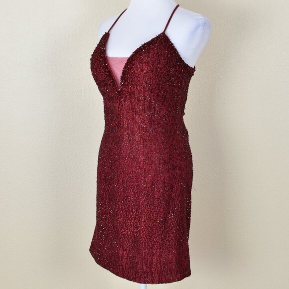 Ellie Wilde Mon Cheri Wine EW21933S Short Formal Dress - 10 - Picture 5 of 11